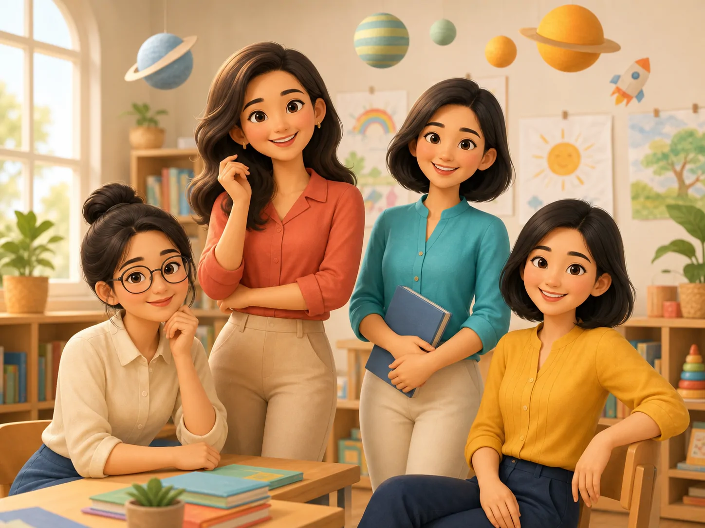 Đội ngũ giáo viên trong không gian lớp học