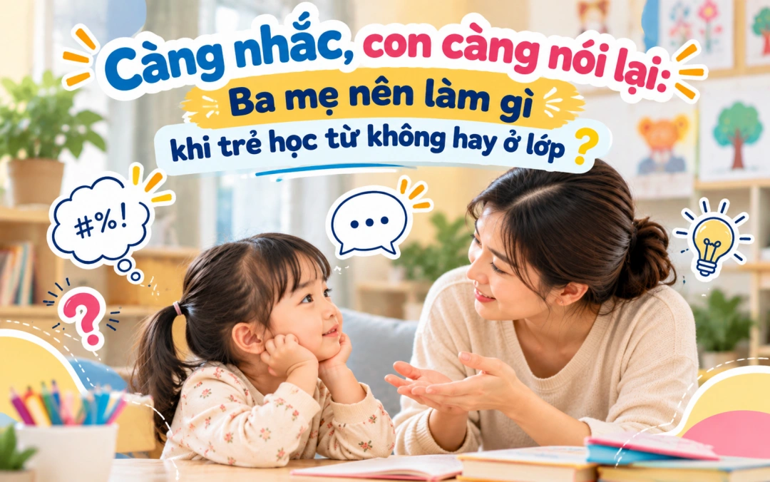 Ba mẹ trò chuyện bình tĩnh với trẻ sau giờ học