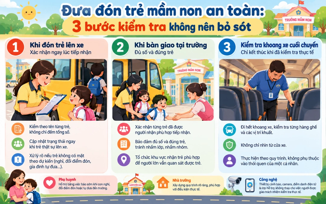 Đưa đón trẻ mầm non an toàn: 3 bước kiểm tra không nên bỏ sót